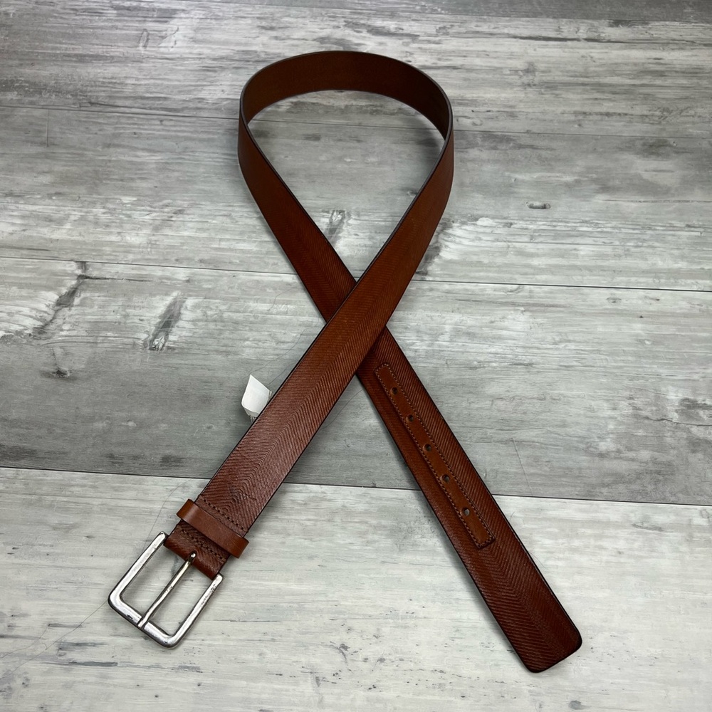 Tommy Bahama Brown Leather Belt with Silver Buckle